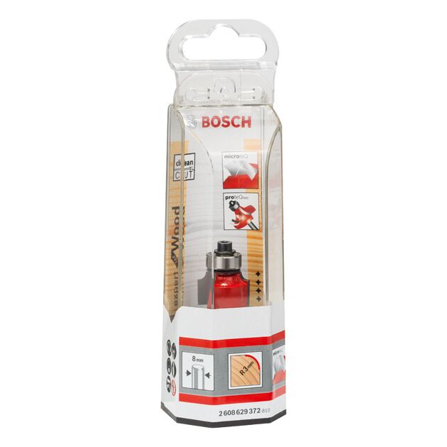 Карнизная фреза Expert for Wood, 8 мм, D 18.7 мм, R1 3 мм, L 12.7 мм, G 55 мм BOSCH, фото , изображение 2 | SNABZHENIE.com.ua