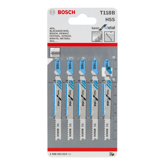 Пильное полотно T 118 В Basic for Metal 5 шт, BOSCH (2608631014), фото , изображение 2 | SNABZHENIE.com.ua