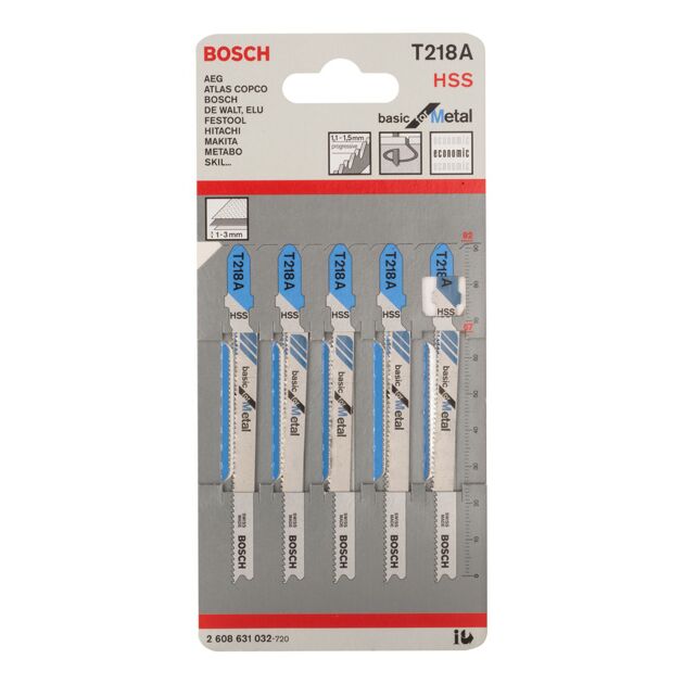 Полотно лобзика T 218 A по металлу, 5 шт, BOSCH (2608631032), фото , изображение 2 | SNABZHENIE.com.ua