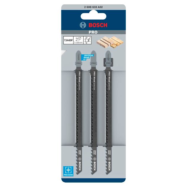 Пилка лобзика T 344 DP Precision для дерева BOSCH, фото , изображение 3 | SNABZHENIE.com.ua