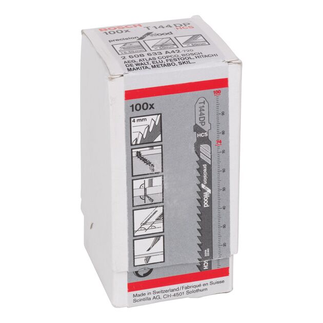 Пильное полотно T 144 DP Precision для лобзика по дереву, 100 шт, BOSCH, фото , изображение 3 | SNABZHENIE.com.ua