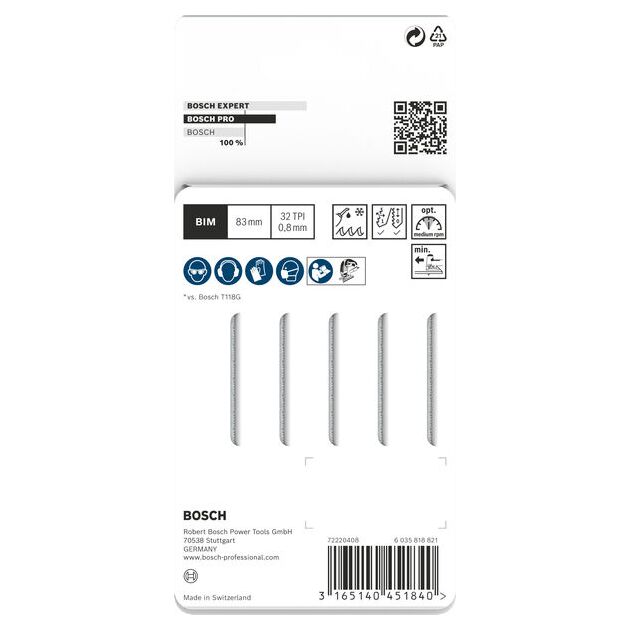 Пилка лобзиковая T 118 GFS Basic для нержавеющей стали BOSCH, фото , изображение 5 | SNABZHENIE.com.ua