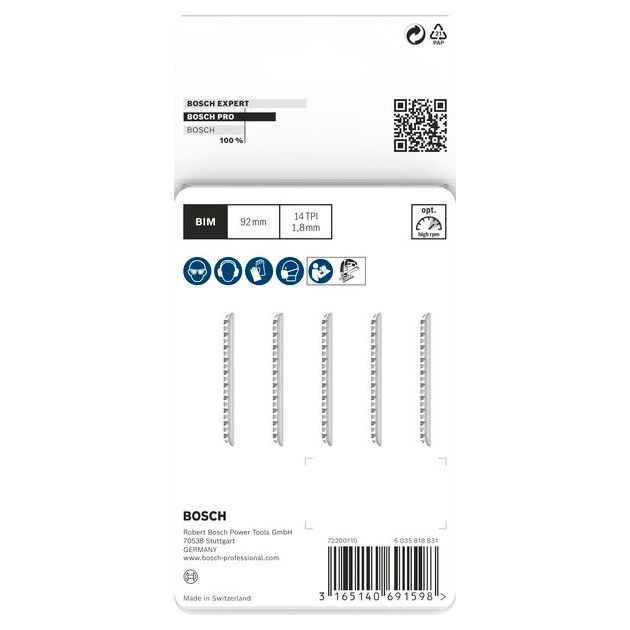 Пилка для лобзика Bosch T 102 BF Clean для PMMA, 5 шт., фото , изображение 4 | SNABZHENIE.com.ua