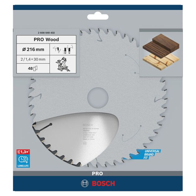 Пильный диск BOSCH Optiline Wood 216 x 30 x 2,0 мм, 48 зубьев, фото , изображение 3 | SNABZHENIE.com.ua