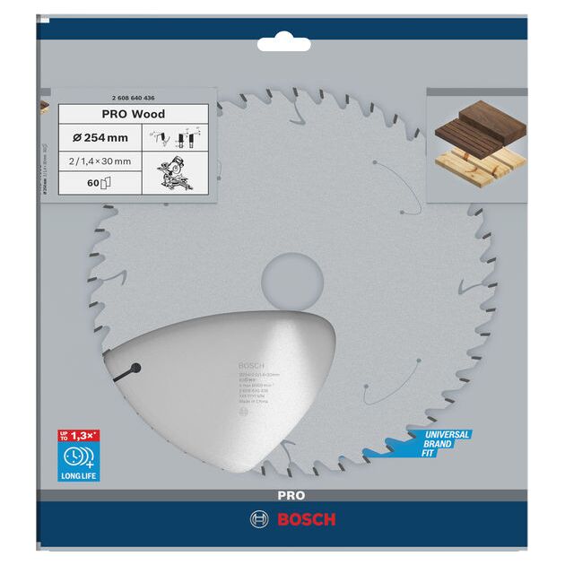Пильный диск BOSCH Optiline Wood 254x30x2,0 мм, 60 зубьев, фото , изображение 2 | SNABZHENIE.com.ua