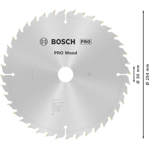 Пильный диск BOSCH Optiline Wood 254 x 30 x 2,0 мм, 40 зубьев, фото , изображение 4 | SNABZHENIE.com.ua