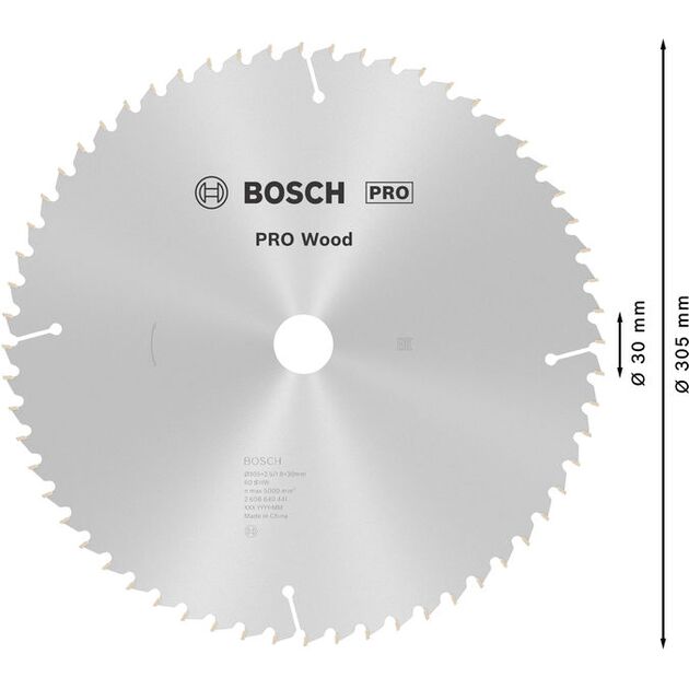 Пильный диск BOSCH Optiline Wood 305 x 30 x 2,5 мм, 60 зубьев, фото , изображение 4 | SNABZHENIE.com.ua