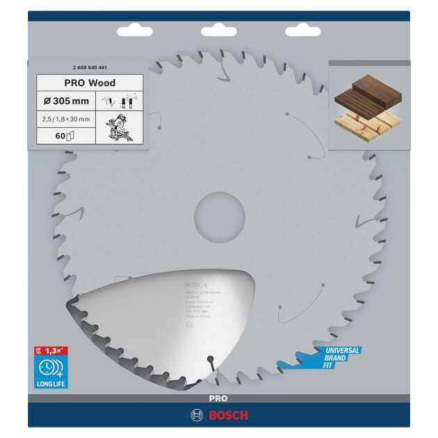 Пильный диск BOSCH Optiline Wood 305 x 30 x 2,5 мм, 60 зубьев, фото , изображение 2 | SNABZHENIE.com.ua