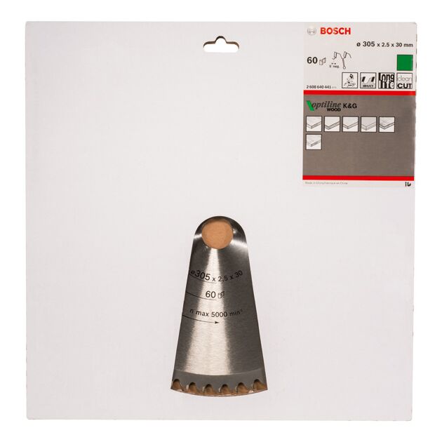 Пильный диск BOSCH Optiline Wood 305 x 30 x 2,5 мм, 60 зубьев, фото , изображение 3 | SNABZHENIE.com.ua