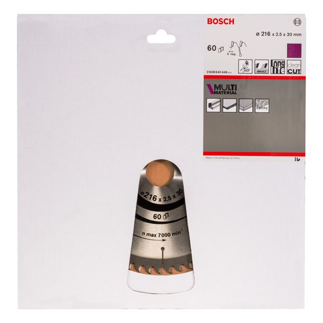 Пильний диск 216 x 30 мм, Z 60 для обробки алюмінію та дерева Multi Material BOSCH (2608640446), фото , зображення 3 | SNABZHENIE.com.ua