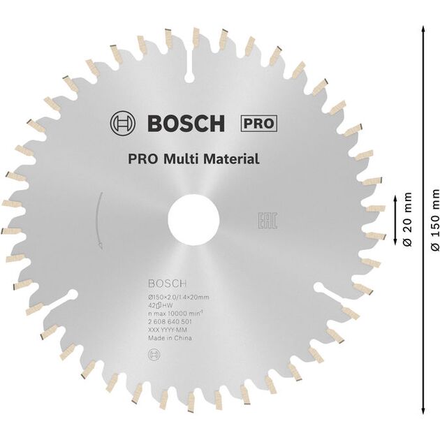 Пильный диск BOSCH Multi Material 150 x 20/16 x 2,0 мм; 42, фото , изображение 4 | SNABZHENIE.com.ua