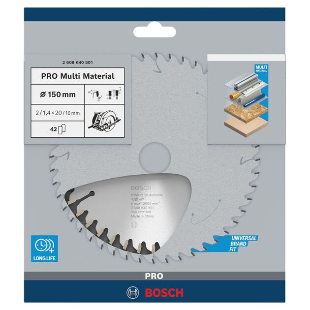 Пильный диск BOSCH Multi Material 150 x 20/16 x 2,0 мм; 42, фото , изображение 2 | SNABZHENIE.com.ua