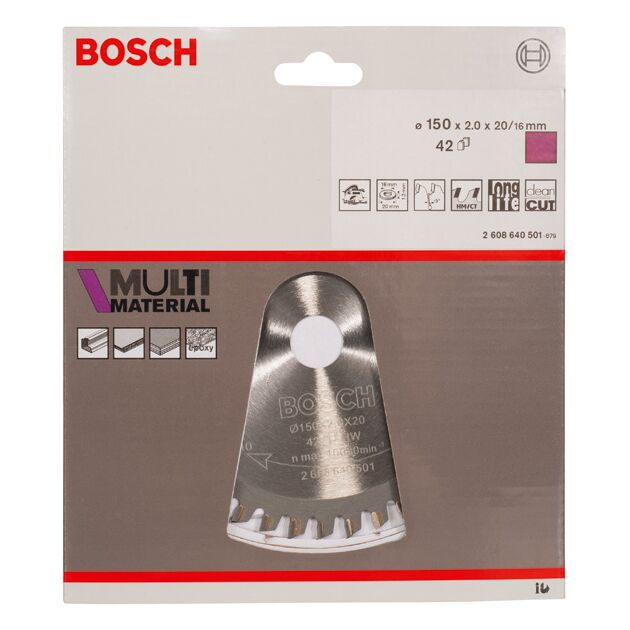 Пильный диск BOSCH Multi Material 150 x 20/16 x 2,0 мм; 42, фото , изображение 3 | SNABZHENIE.com.ua