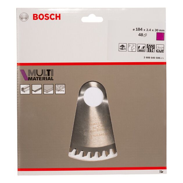 Пильный диск «Multi Material» 184 x 30 x 2,4 мм, 48 зубьев BOSCH, фото , изображение 2 | SNABZHENIE.com.ua