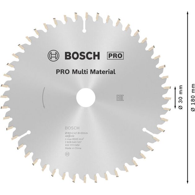 Пильный диск BOSCH Multi Material 180x30/20x2,4 мм, 48 зубьев, фото , изображение 4 | SNABZHENIE.com.ua
