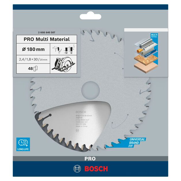 Пильный диск BOSCH Multi Material 180x30/20x2,4 мм, 48 зубьев, фото , изображение 3 | SNABZHENIE.com.ua