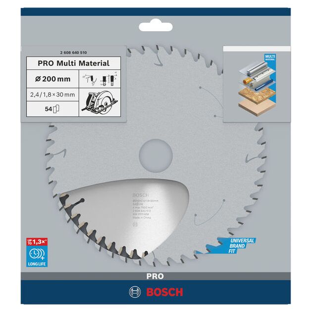 Пильный диск Multi Material 200x30x2,4 мм, 54 BOSCH, фото , изображение 3 | SNABZHENIE.com.ua