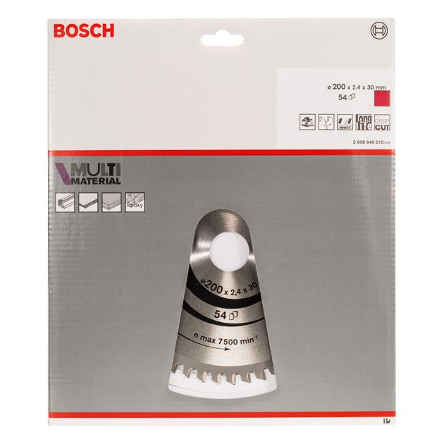 Пильный диск Multi Material 200x30x2,4 мм, 54 BOSCH, фото , изображение 2 | SNABZHENIE.com.ua