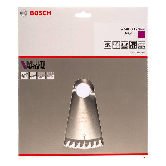 Пильний диск 230 x 30 мм, Z 64 по алюмінію Multi Material BOSCH (2608640513), фото , зображення 2 | SNABZHENIE.com.ua