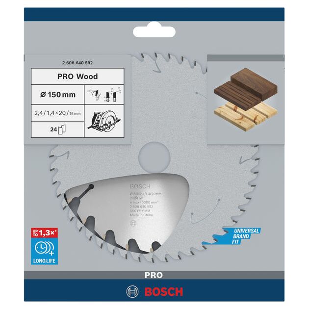 Пильный диск «Optiline Wood» 150 x 20/16 мм, 24 зуба, BOSCH, фото , изображение 3 | SNABZHENIE.com.ua