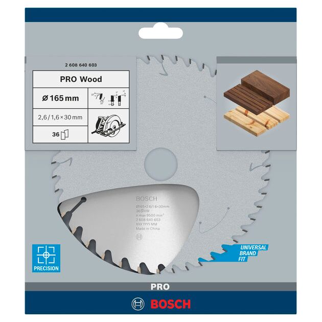 Пильный диск «Optiline Wood» 165x30x2,6 мм, 36 зубьев BOSCH, фото , изображение 2 | SNABZHENIE.com.ua
