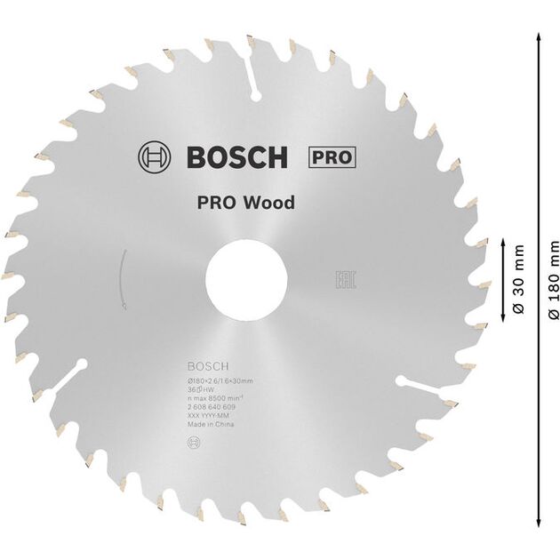 Пильный диск BOSCH Optiline Wood 180 x 30/20 x 2,6 мм, 36 зубьев, фото , изображение 4 | SNABZHENIE.com.ua