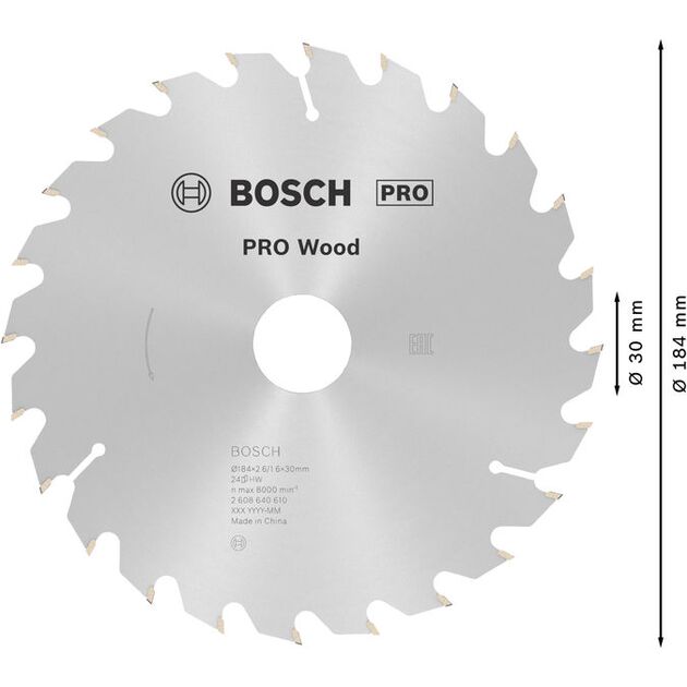Пильний диск «Optiline Wood» 184 x 30 x 2,6 мм, 24 BOSCH, фото , зображення 4 | SNABZHENIE.com.ua
