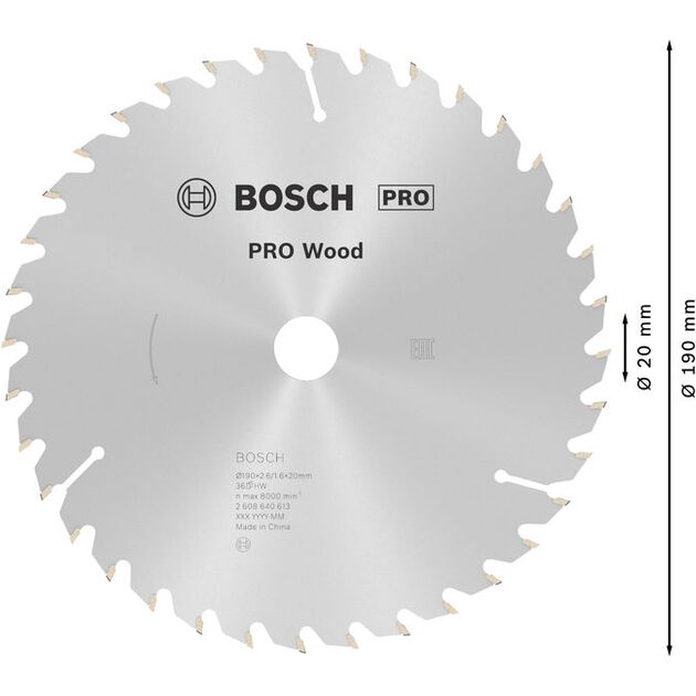 Пильный диск Bosch Optiline Wood 190 x 20/16 мм, 36 зубьев, фото , изображение 4 | SNABZHENIE.com.ua