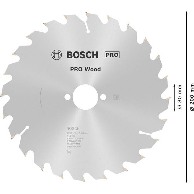 Пильный диск BOSCH Optiline Wood 200x30x2,8 мм, 24 зуба, фото , изображение 4 | SNABZHENIE.com.ua