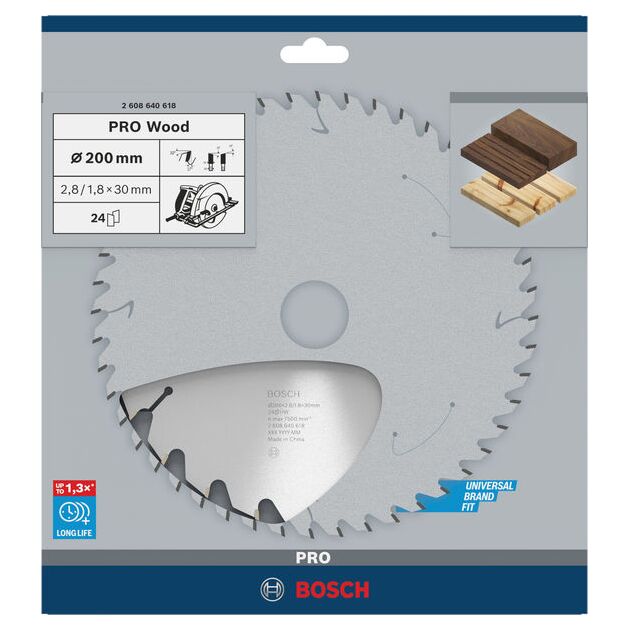 Пильный диск BOSCH Optiline Wood 200x30x2,8 мм, 24 зуба, фото , изображение 3 | SNABZHENIE.com.ua