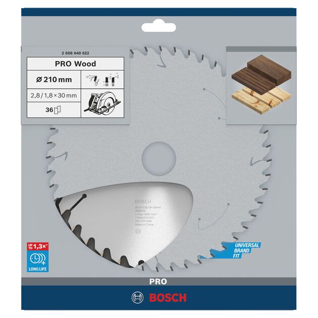 Пильный диск BOSCH Optiline Wood 210 x 30 x 2,8 мм, 36 зубьев, фото , изображение 3 | SNABZHENIE.com.ua