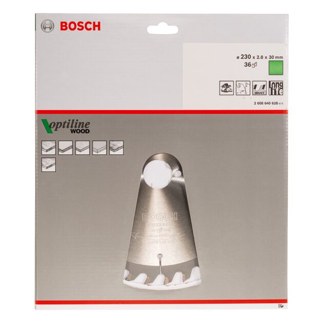 Пильный диск Bosch Optiline Wood 230 x 30 x 2,8 мм, 36 зубьев, фото , изображение 3 | SNABZHENIE.com.ua