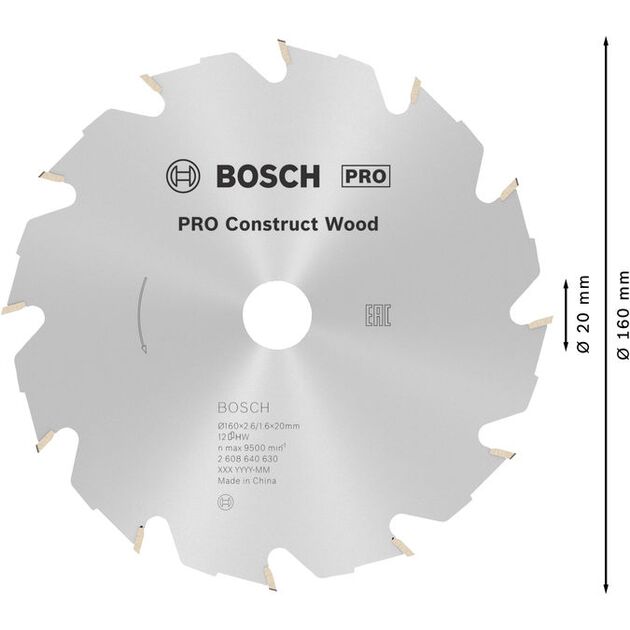 Пильный диск 160 мм, Z 12 по дереву, BOSCH (2608640630), фото , изображение 4 | SNABZHENIE.com.ua