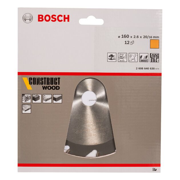 Пильный диск 160 мм, Z 12 по дереву, BOSCH (2608640630), фото , изображение 2 | SNABZHENIE.com.ua
