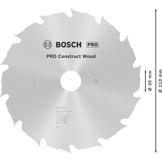 Пильный диск «Construct Wood» 210 x 30 x 2,8 мм; 14 BOSCH, фото , изображение 4 | SNABZHENIE.com.ua