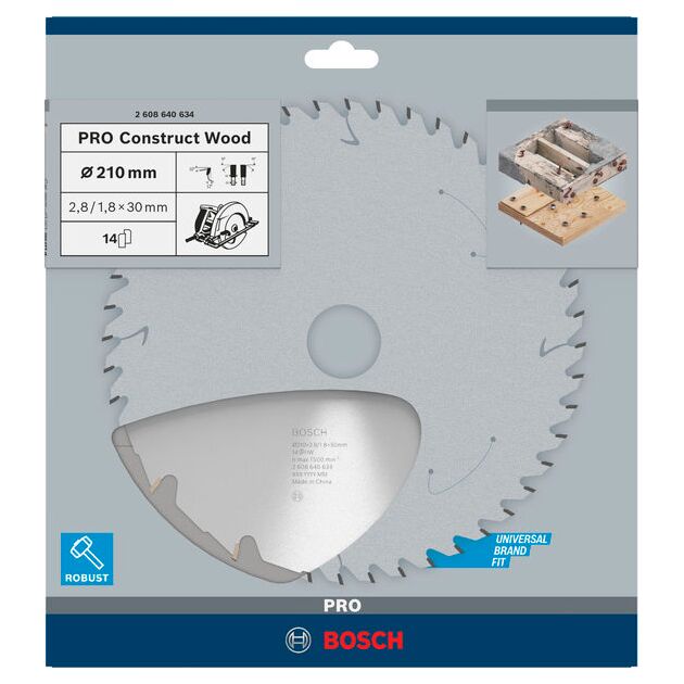Пильный диск «Construct Wood» 210 x 30 x 2,8 мм; 14 BOSCH, фото , изображение 3 | SNABZHENIE.com.ua