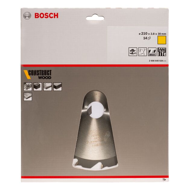 Пильный диск «Construct Wood» 210 x 30 x 2,8 мм; 14 BOSCH, фото , изображение 2 | SNABZHENIE.com.ua