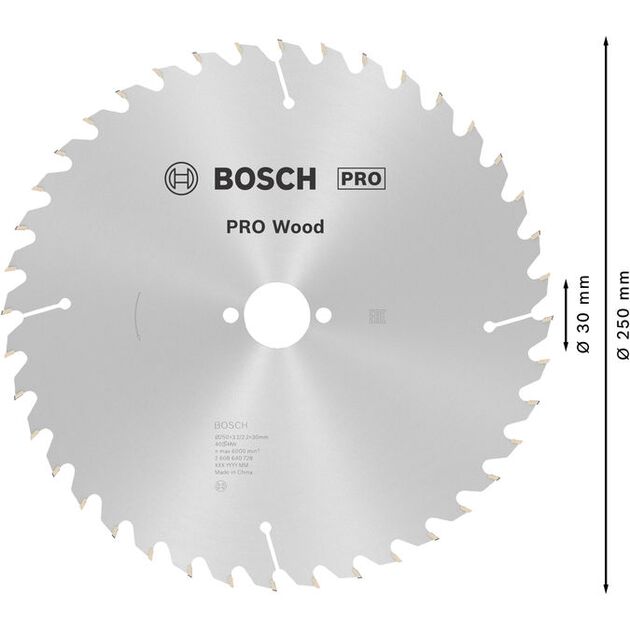 Пильный диск BOSCH Optiline Wood 250 x 30 x 3,2 мм, 40 зубьев, фото , изображение 4 | SNABZHENIE.com.ua