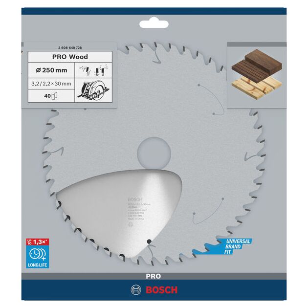 Пильный диск BOSCH Optiline Wood 250 x 30 x 3,2 мм, 40 зубьев, фото , изображение 2 | SNABZHENIE.com.ua
