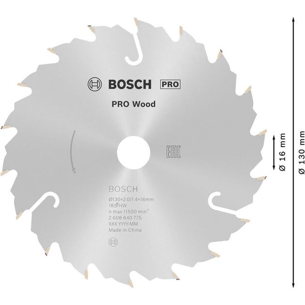 Пильный диск Bosch Speedline Wood 130 x 16 x 2,0 мм, 18 зубьев, фото , изображение 4 | SNABZHENIE.com.ua