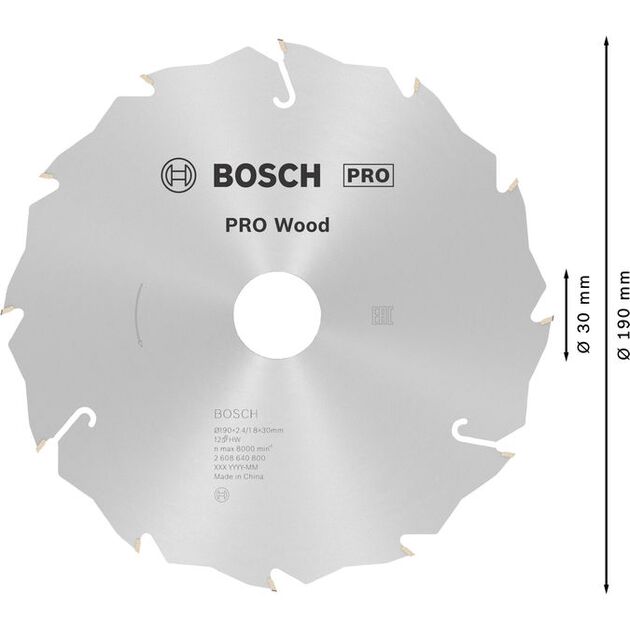 Пильний диск «Speedline Wood» 190 x 30 x 2,4 мм, 12 BOSCH, фото , зображення 4 | SNABZHENIE.com.ua