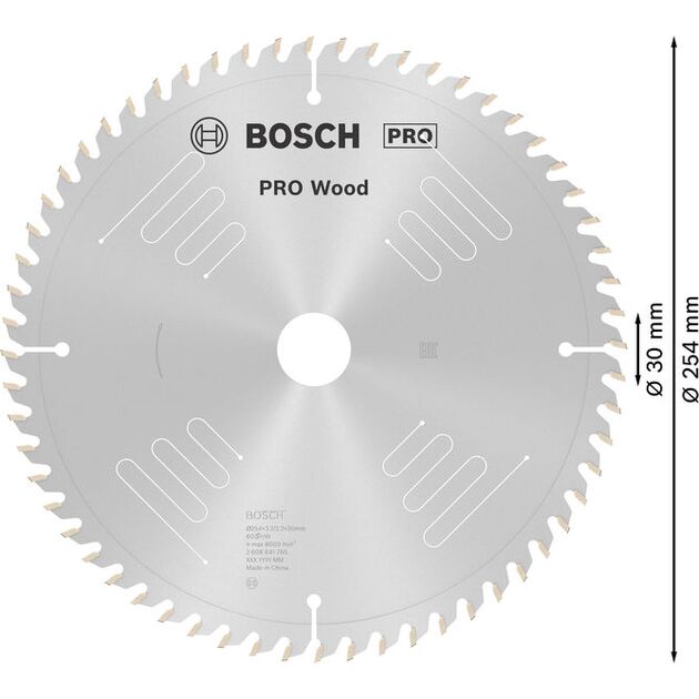 Пильный диск Bosch Optiline Wood 254 x 30 x 3,2 мм, 60 зубьев, фото , изображение 4 | SNABZHENIE.com.ua