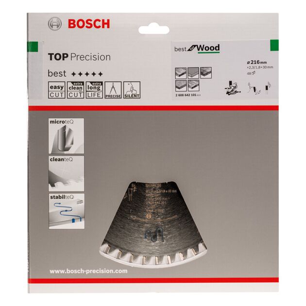Пильний диск Top Precision Best for Wood 216 x 30 x 2,3 мм, 48 BOSCH, фото , зображення 2 | SNABZHENIE.com.ua