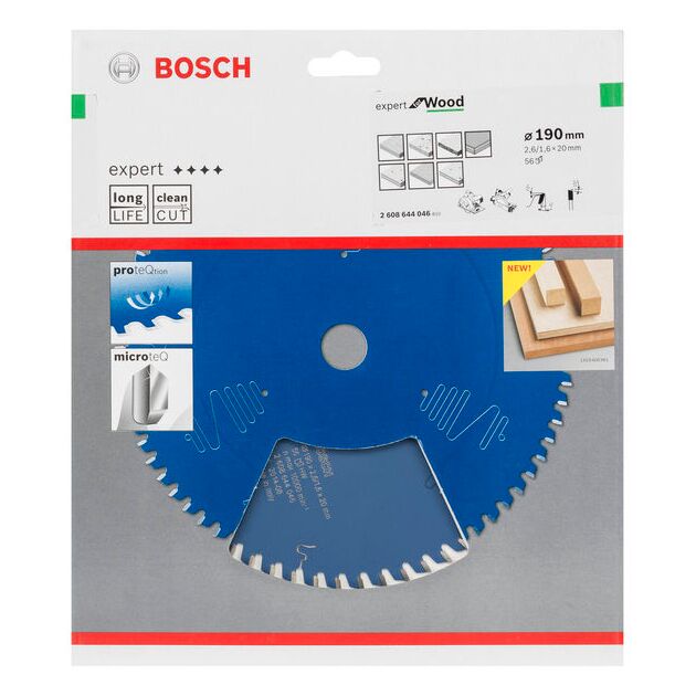 Пильный диск Expert for Wood 190 мм, 56 зубьев BOSCH, фото , изображение 2 | SNABZHENIE.com.ua