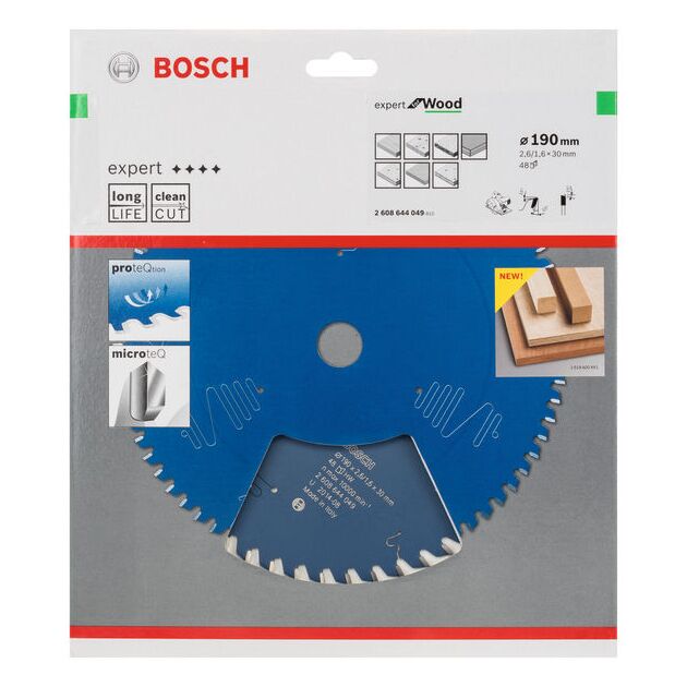 Пильний диск Expert for Wood 190 x 30 x 2,6 мм, 48 BOSCH, фото , зображення 2 | SNABZHENIE.com.ua