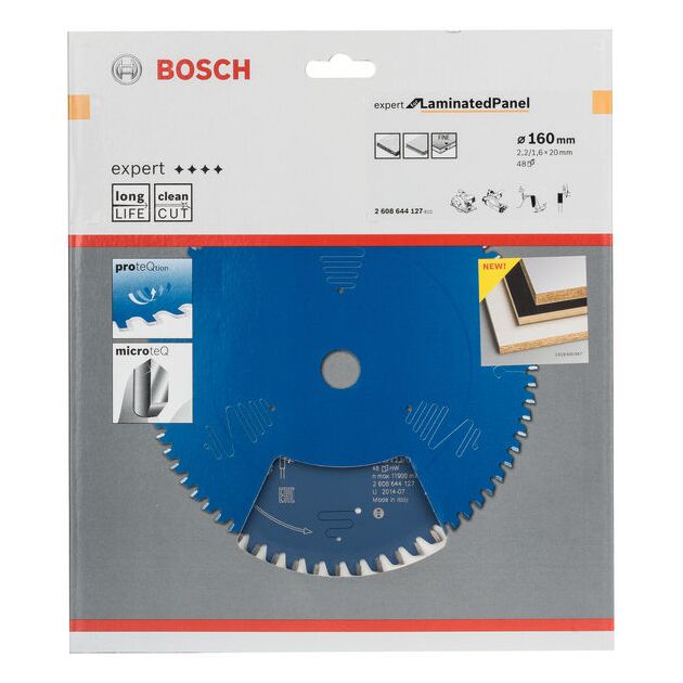 Пильный диск Bosch Expert для ламинированных панелей 160x20x2,2 мм, 48 зубьев, фото , изображение 2 | SNABZHENIE.com.ua
