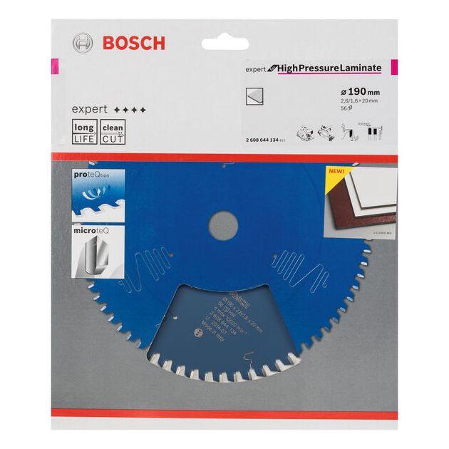 Пильный диск Expert для ламинированных плит 190 x 20 x 2,6 мм, 56 BOSCH, фото , изображение 2 | SNABZHENIE.com.ua