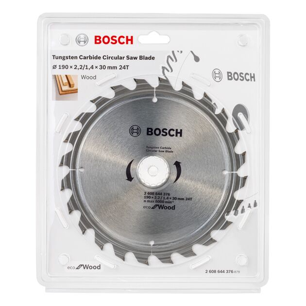 Пильний диск 190 x 30 мм, 24 T по дереву ECO Wood BOSCH (2608644376), фото , зображення 2 | SNABZHENIE.com.ua