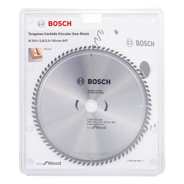 Пильний диск 254 x 30 мм, 80 T по дереву ECO Wood BOSCH (2608644384), фото , зображення 2 | SNABZHENIE.com.ua
