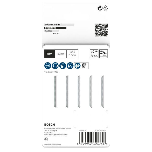 Полотно для лобзиков Bosch PRO Metal T121GFC, 92 мм, 5 шт., фото , изображение 4 | SNABZHENIE.com.ua